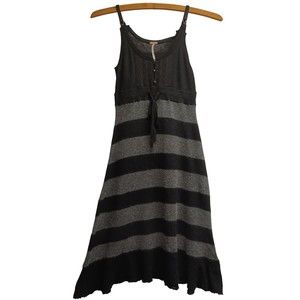 FREE PEOPLE STRIPED WOOL BLEND DRESS, BLACK/CHARCOAL, SIZE XXS